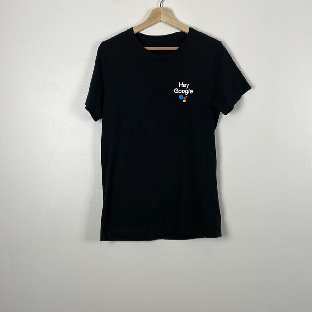Hey Google men and women short sleeve pullover black with logo tee shirt